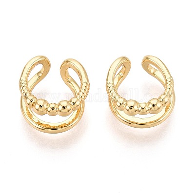 Двухслойные серьги-каффы в форме буквы С из латуни EJEW-T049-02G-1