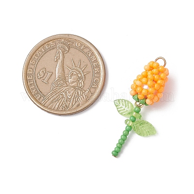 Подвески-розы из стеклянных бус PALLOY-MZ00959-01-1