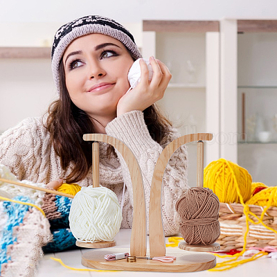 Деревянный держатель нити с 2 прорезью AJEW-WH0460-145-1