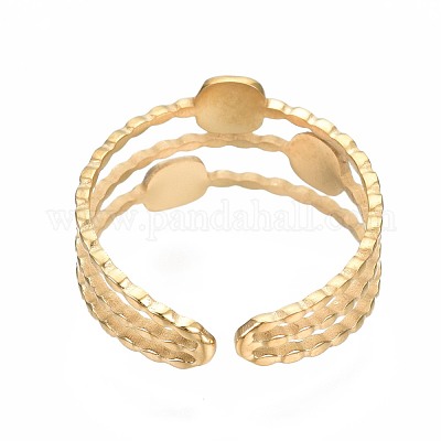 Кольцо-манжета квадратное открытое из нержавеющей стали 304 с эмалью RJEW-T023-52G-1