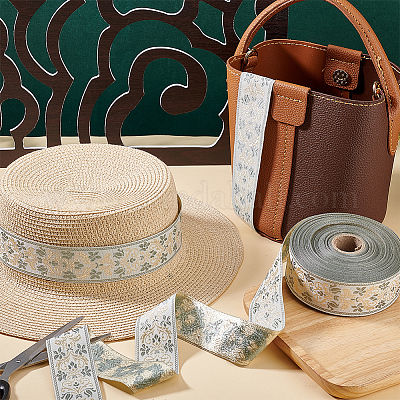 Жаккардовая лента из полиэстера с цветами для аксессуаров одежды OCOR-WH0090-73B-1