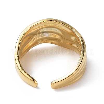 Открытое кольцо-манжета из нержавеющей стали 304 с ионным покрытием (IP) для женщин RJEW-C046-09G-1