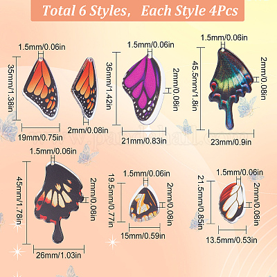 24шт. 6 стильных акриловых подвески серии весна-лето SACR-SC0001-12-1