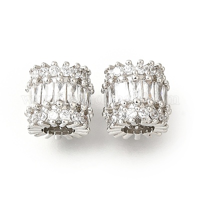 Колонна латунные микропаве прозрачные кубические цирконии европейские бусины KK-V008-17P-1