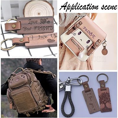 6шт брелок из искусственной кожи и орехового дерева в 2 стилях KEYC-NB0001-47-1