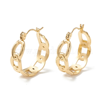 Curb Chain Clip-On Earrings in Gold Long Pair