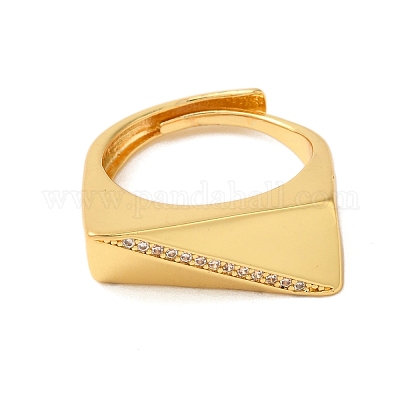 Регулируемые кольца из латуни с микро-паве и прозрачным цирконием для женщин RJEW-A048-10G-1