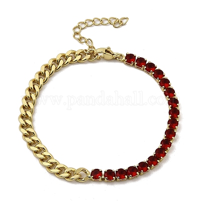 Латунные браслеты с квадратными звеньями из микрофибры с кубическим цирконием BJEW-L460-005G-05-1