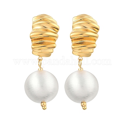 Круглые с подвесками-складочками из латуни EJEW-U055-14G-1