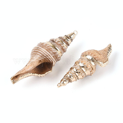 Подвески из натуральных морских ракушек с позолоченной латунной окантовкой BSHE-T014-20-1