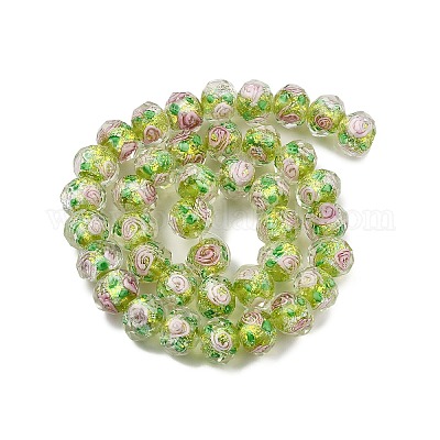 Нити из фольгированных бусин лэмпворк ручной работы FOIL-S136-001H-1