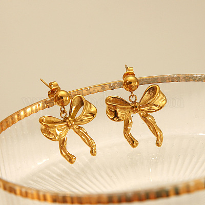 Элегантные серьги-гвоздики из нержавеющей стали 304 в форме банта CR5364-5-1