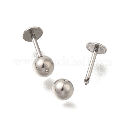 Плоские круглые серьги-гвоздики из нержавеющей стали 304 EJEW-M019-03P-1