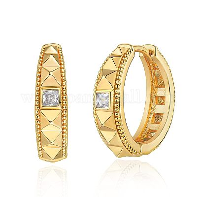 Серьги-кольца из латуни с прозрачным фианитом FS-WGD9CCC-15-1