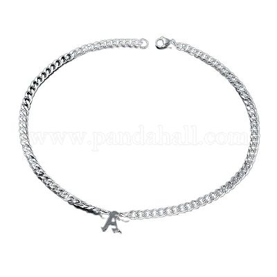 Ожерелья с кубинской цепочкой с подвеской-инициалом из нержавеющей стали 304 FS-WGB15F2-01-1