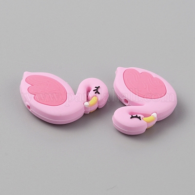 Силиконовые бусины фламинго SIL-TAC0012-01-1