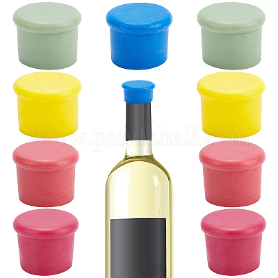 Gorgecraft 10Pcs 5 Colors Silicone Bottle Cover, Column, Mixed Color,  35x27mm, Inner Diameter: 26.5mm, 2pcs/color