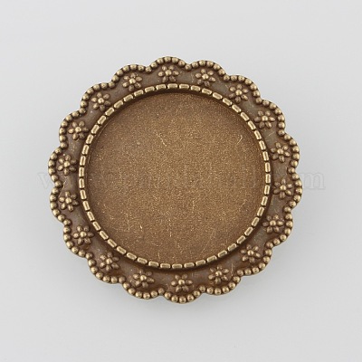 Старинные цветка сплава сеттинги брошь кабошон ободок X-PALLOY-O038-29AB-NF-1