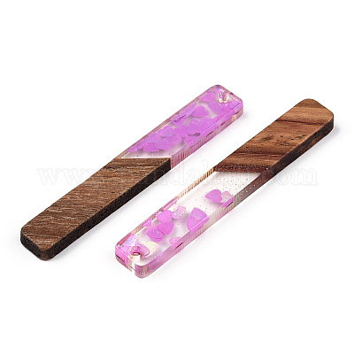 Большие подвески из прозрачной смолы и орехового дерева RESI-N039-58C-1