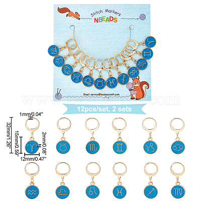 12шт 12 созвездия сплава эмали подвески запирающие стежков HJEW-PH01593-1