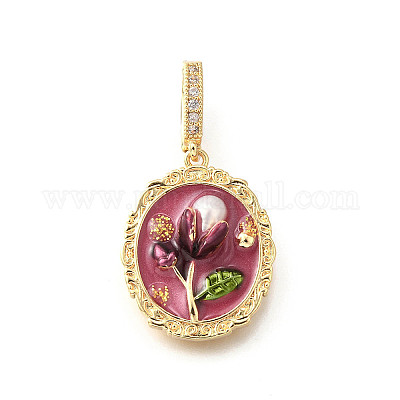 Латунные подвески с микропаве из кубического циркония и эмали KK-R222-13G-01-1