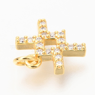 Латунные микропаве прозрачные кубические циркониевые подвески ZIRC-O036-30G-D-1