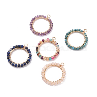 Подвески из медной проволоки с натуральным драгоценным камнем PALLOY-JF01934-1