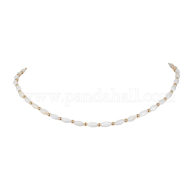 Овальные ожерелья из бисера из натуральных ракушек NJEW-JN04626-1