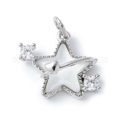 Подвески из латуни микропаве с фианитами и стеклом KK-F892-47P-1