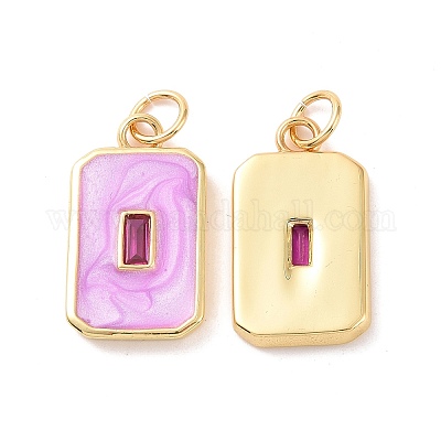 Прямоугольник латунные микро проложить кубического циркония подвески KK-G435-05G-1