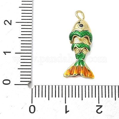 Рыба из латуни микро проложить Цирконом подвески KK-P342-14B-G02-1