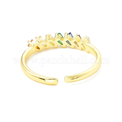 Открытое кольцо-манжета с треугольниками из кубического циркона RJEW-H103-08G-1