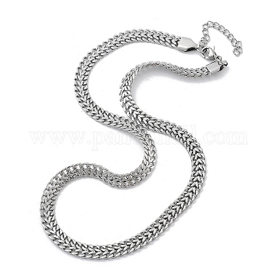 Ожерелья из нержавеющей стали 304 из пшеничной цепи для женщин NJEW-U019-01P-1