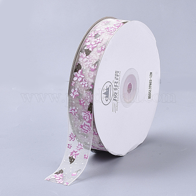 Wholesale Flower Pattern Printed Polyester Organza Ribbons