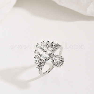 Женские кольца на палец из латуни с микропаве и кубическим цирконием LK0188-4-1