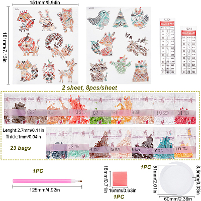 1 набор для алмазной живописи с животными&nbsp;DIY-SC0025-68A-1
