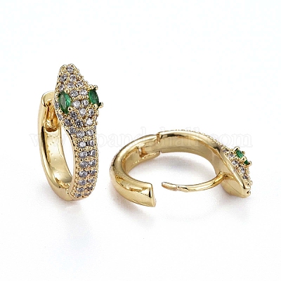 Серьги-кольца Huggie из латуни с прозрачным фианитом и прозрачным фианитом ZIRC-H109-05G-1