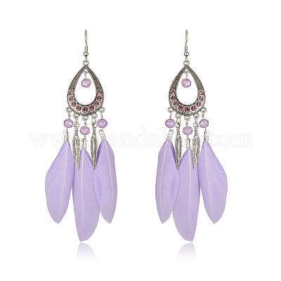 Серьги-капли из сплава со стразами FS-WGBDF6F-02-1