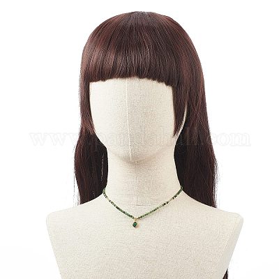 Кулон-капля из кубического циркония с цепочками из бисера из натурального драгоценного камня для женщин NJEW-JN04121-1