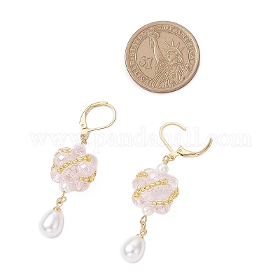 Стеклянные серьги-капли с застежкой-рычагом EJEW-MZ00531-03-1