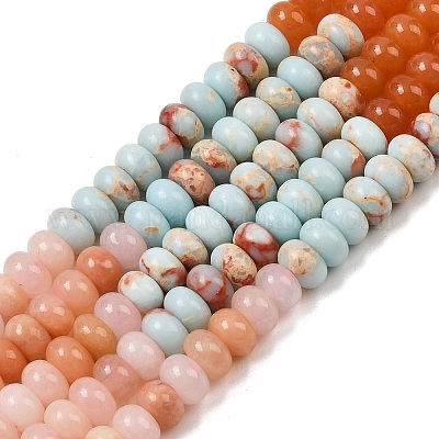 Нити градиентных бусин из натурального белого нефрита G-NH0006-A08-01-1