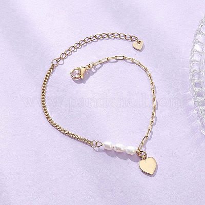 Латунные сердца шарм браслеты BJEW-JB12712-1