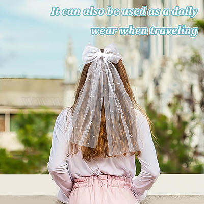 Свадебная фата из полиэстера с бантом DIY-WH0430-520-1