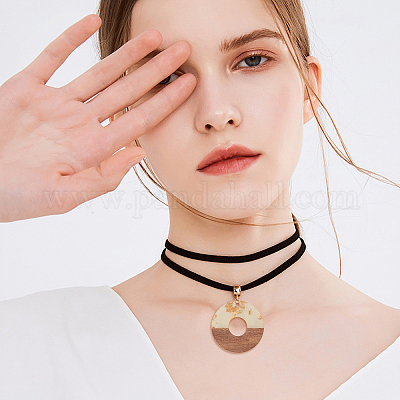 Подвески из прозрачной смолы и ореха RESI-CJ0001-50-1