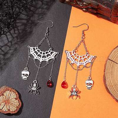 Серьги с подвесками из сплава стекла EJEW-TA00425-1