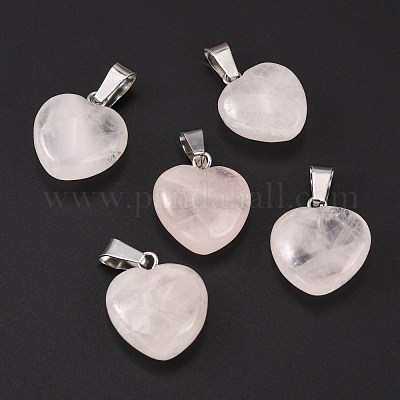 Сердце природного розового кварца подвески G-Q371-07-1