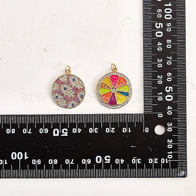 5шт экологически чистая латунь микро паве кубический цирконий с эмалевыми подвесками KK-SZ0005-71-1