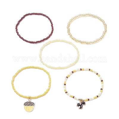 Braccialetti elastici con perline riempiti d'oro/Gioielli riempiti d'oro 14K/Accessorio impilabile rotondo/Semifine/5 mm, 4 mm, 3 mm, 2,5 mm - Italia