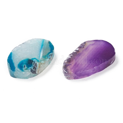 Грубые необработанные натуральные окрашенные и нагретые агатовые срезы кабошоны G-H245-09-1