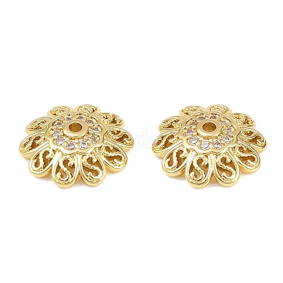 Колпачки для бусин из прозрачного кубического циркония из латуни&nbsp;KK-D109-03G-1